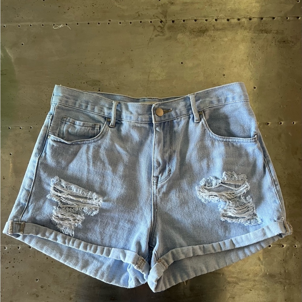 Bullhead Blue Distressed Jean Shorts (98)